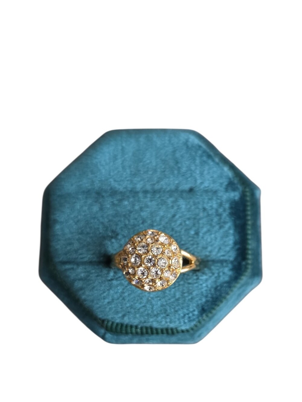 Size 6.5 Gold Toned Crystal Cluster Ring